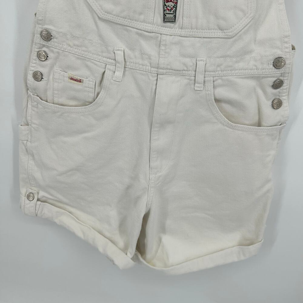 Vintage 80s 90s Women's JouJou White Denim Bibs Overalls Shortalls Size Large - Picture 4 of 11